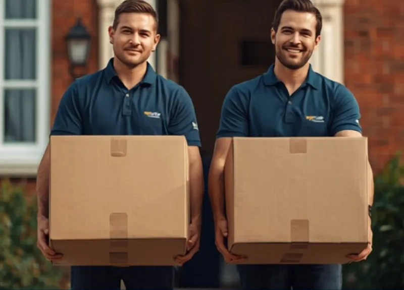 Medway and Kent Removals crew with packed boxes ready for secure storage